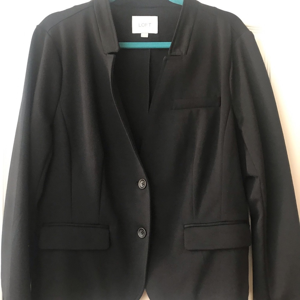 LOFT Black Knit Stretch Blazer Jacket